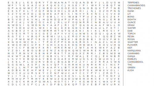 Challenging Weed Word Search 